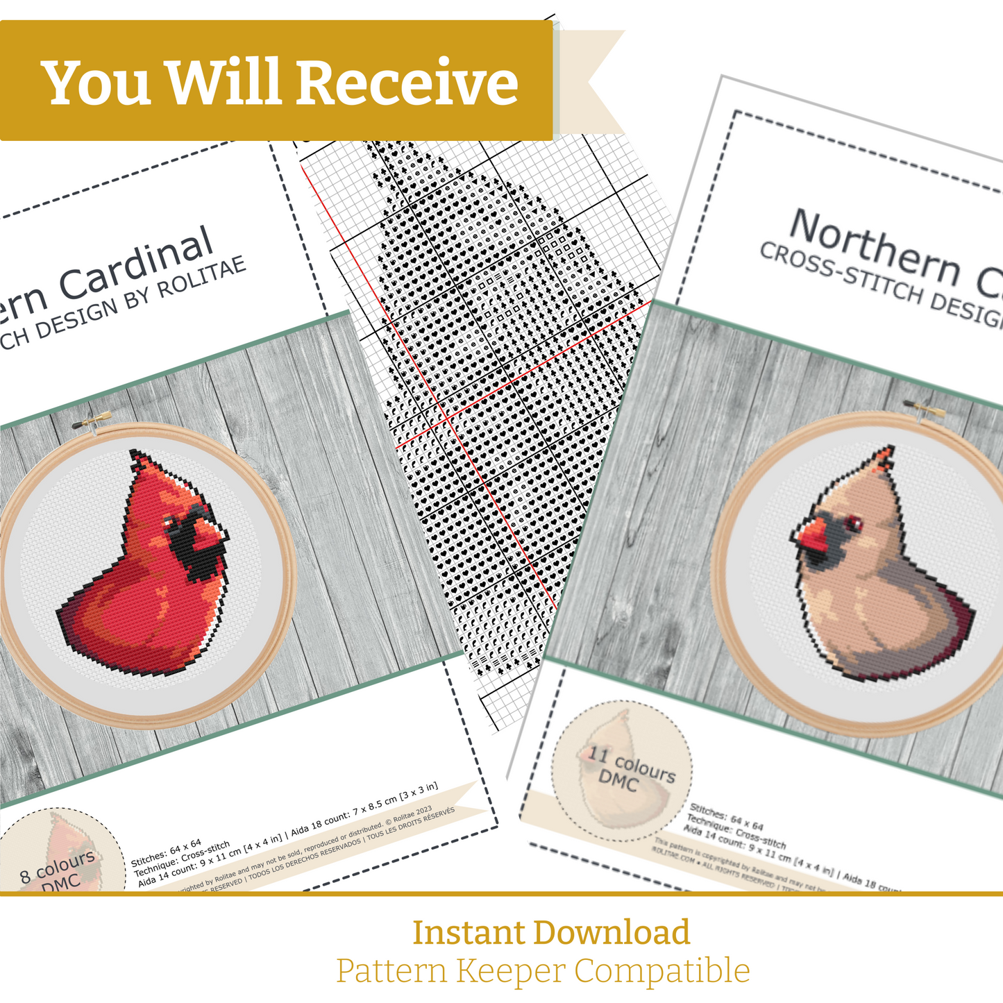 Cardinal Couple Cross-Stitch Pattern