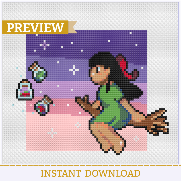 Lil Witch Cross-Stitch Pattern